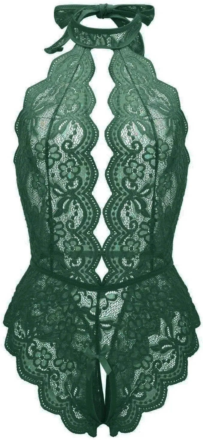 Lingerie for Women Sexy Slutty Ruffle Trim Bodysuit Lingerie Cami Shorts Set Crotchless Bralette