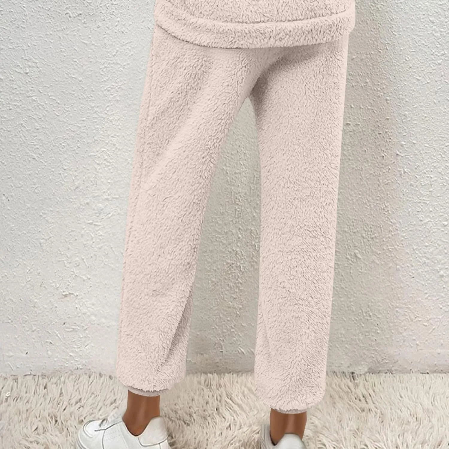 Lmdudan Women High Waist Fuzzy Fleece Lounge Pants Pajama Pants Warm Soft Pajamas Bottoms Sleepwear Winter Fluffy Sweatpants