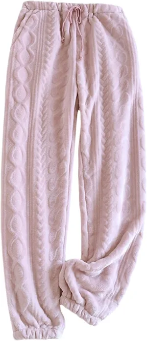 Lounge Fuzzy Fluffy Coral Home Pants for Women Thermal Baggy Soft Pajama Pants Warm Plush Brushed Bottoms