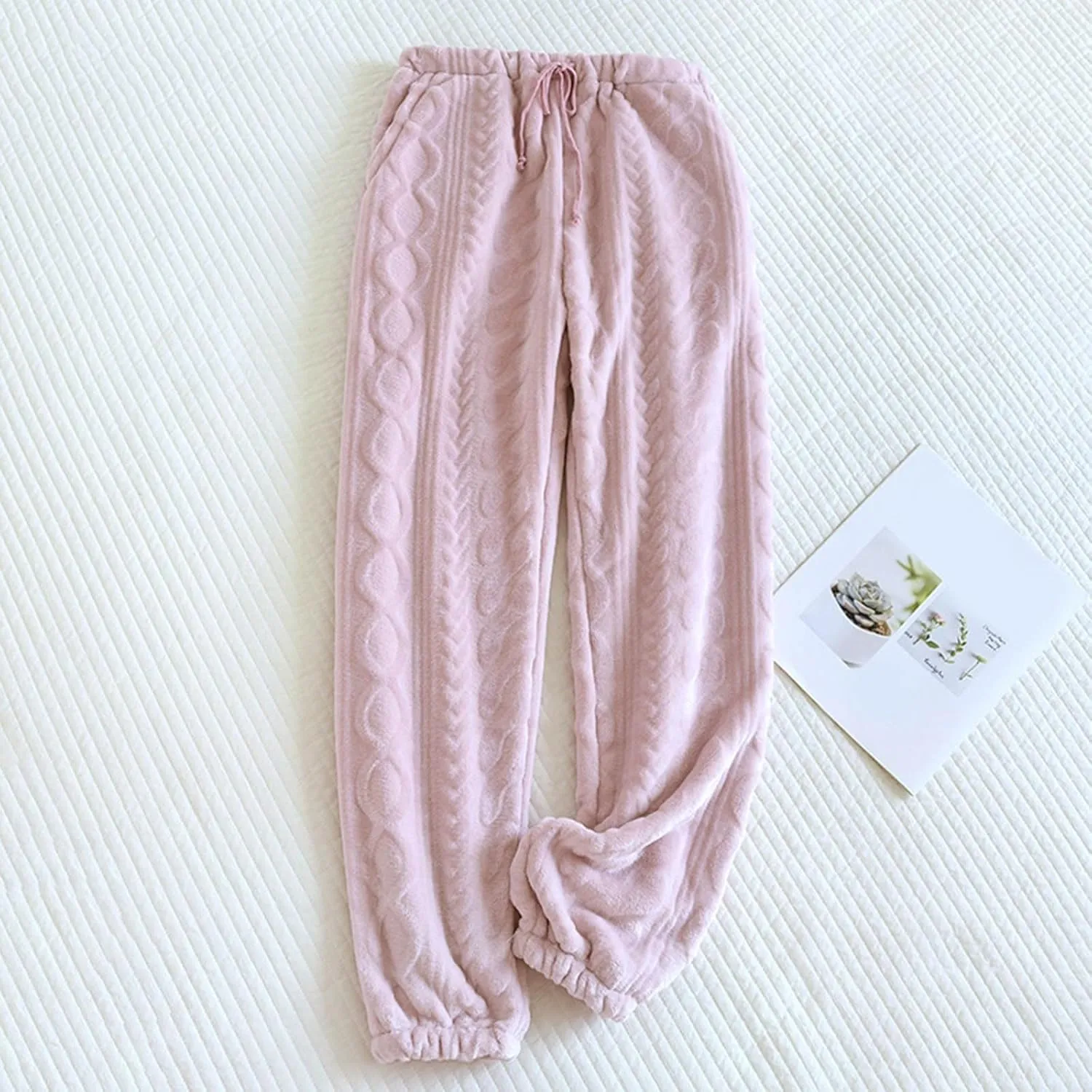 Lounge Fuzzy Fluffy Coral Home Pants for Women Thermal Baggy Soft Pajama Pants Warm Plush Brushed Bottoms