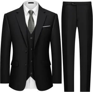 MAGE MALE Mens 3 Piece Slim Fit Suits Tuxedo Suit Set Prom Wedding Suits Two Button Blazer Jacket Vest Pants with Tie
