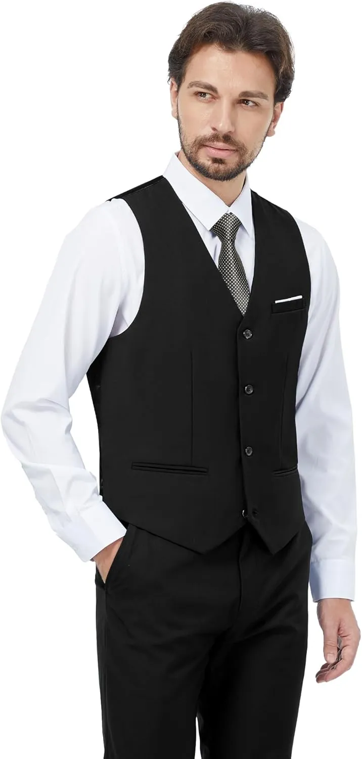 MAGE MALE Mens 3 Piece Slim Fit Suits Tuxedo Suit Set Prom Wedding Suits Two Button Blazer Jacket Vest Pants with Tie
