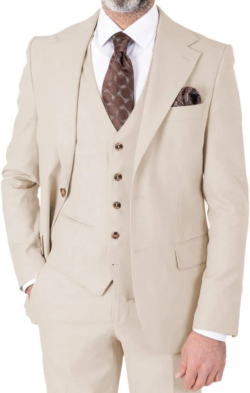Men Slim Fit Suits 3 Piece Wedding Groomsmen Prom Homecoming Business Suit Two Button Blazer Jacket Vest Pants Tuxedo Set