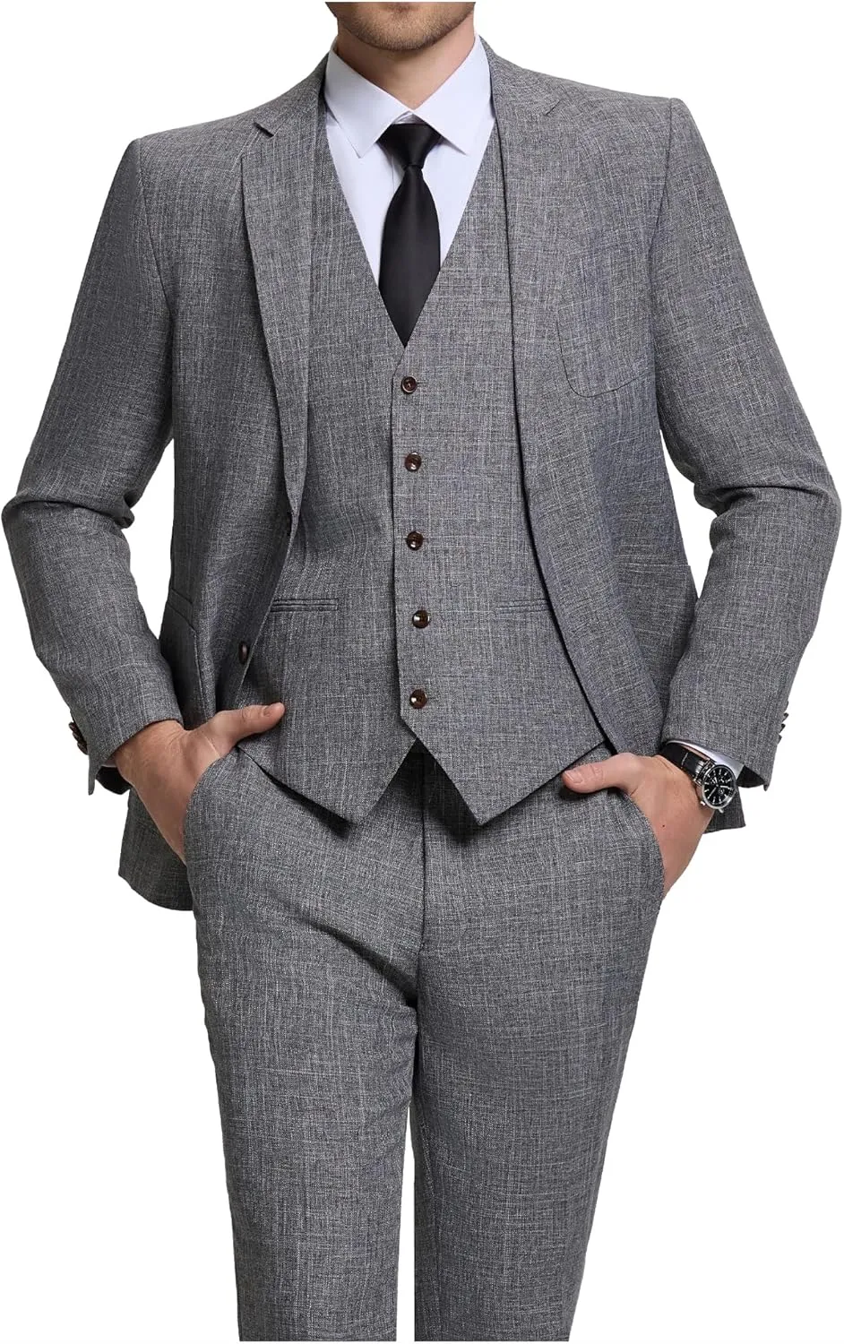 Men Suits Lightweight 3 Piece Slim Fit 2 Button Blazer Vest Pants Suit Sets Casual Men Wedding Suits Prom Tuxedo