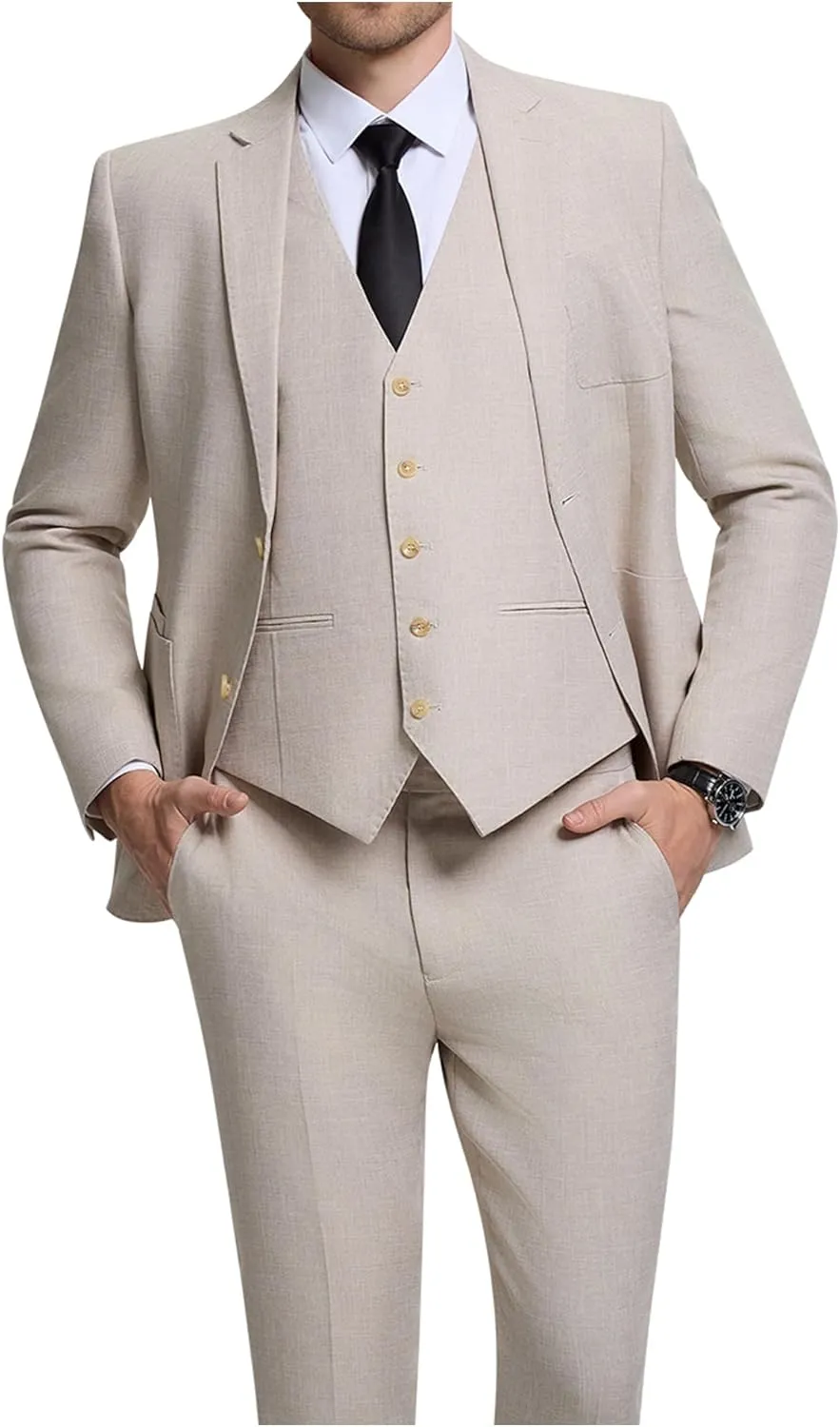 Men Suits Lightweight 3 Piece Slim Fit 2 Button Blazer Vest Pants Suit Sets Casual Men Wedding Suits Prom Tuxedo