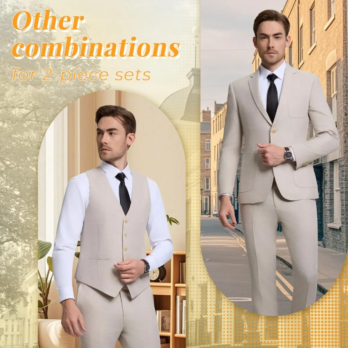 Men Suits Lightweight 3 Piece Slim Fit 2 Button Blazer Vest Pants Suit Sets Casual Men Wedding Suits Prom Tuxedo