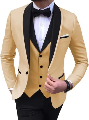 Men Suits Slim Fit 3 Pieces Wedding Formal Business Tuxedos One Button