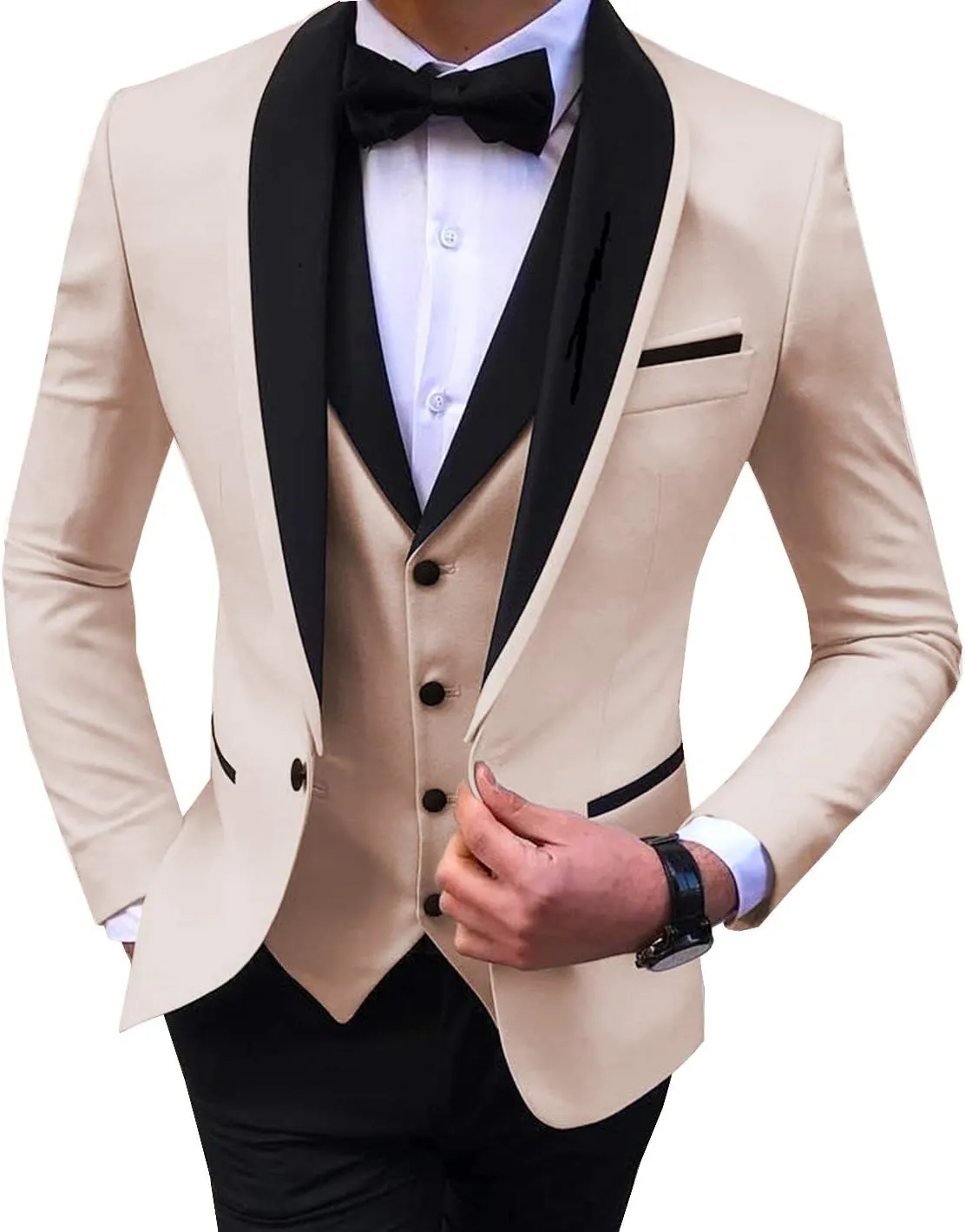 Men Suits Slim Fit 3 Pieces Wedding Formal Business Tuxedos One Button