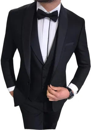 Men Suits Slim Fit 3 Pieces Wedding Formal Business Tuxedos One Button