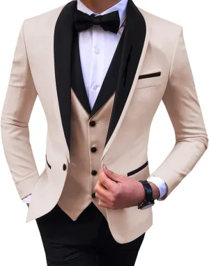 Men Suits Slim Fit 3 Pieces Wedding Formal Business Tuxedos One Button