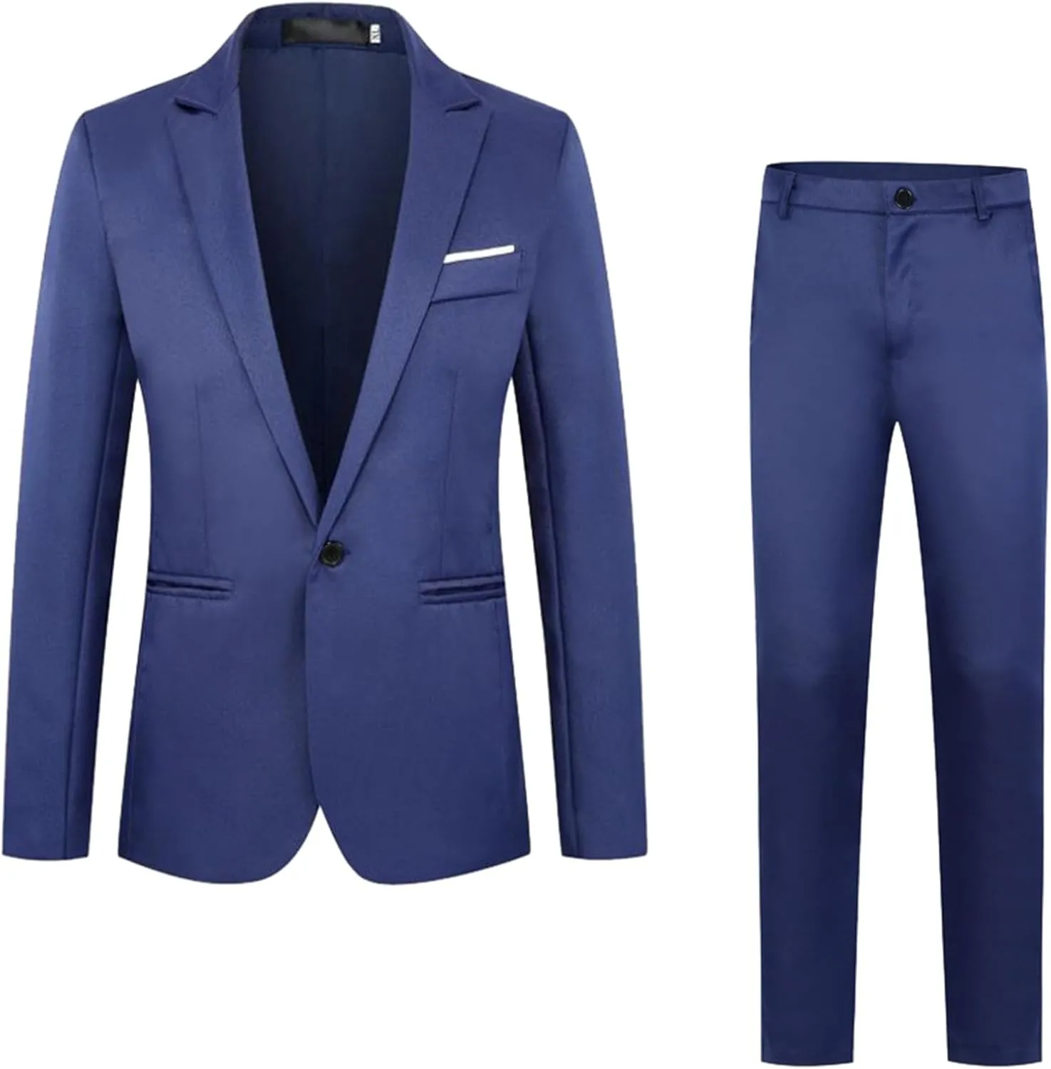 Men's 2 Piece Suit Slim Fit One Button Notched Lapel Business Casual Suit Formal Jacket Pants Set Wedding Blazer