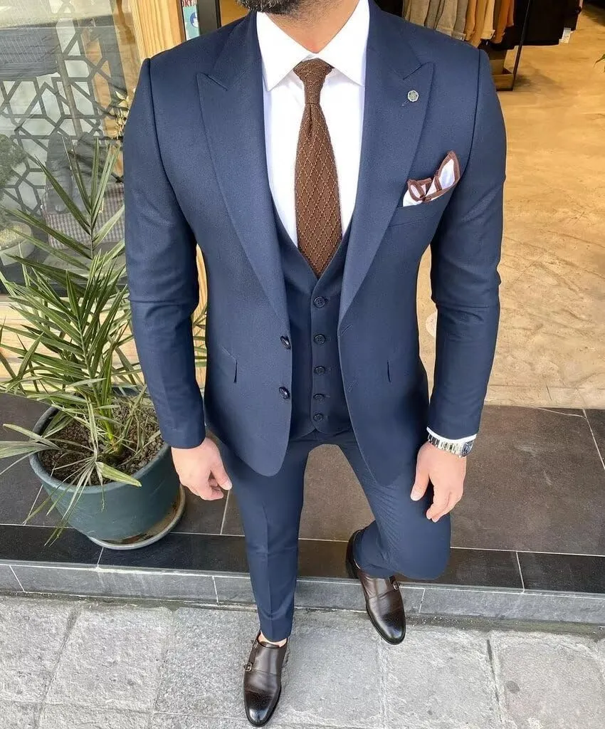 Mens 3 Piece Suit Men Suits Slim Fit Wedding Suits Man Two Button Blazer Single Breasted Vest Pants Groom Prom