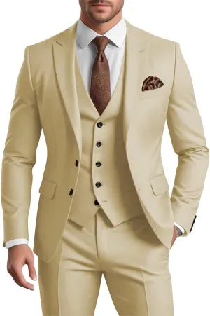 Mens 3 Piece Suit Men Suits Slim Fit Wedding Suits Man Two Button Blazer Single Breasted Vest Pants Groom Prom