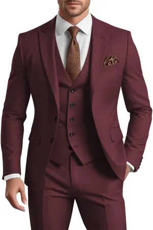 Mens 3 Piece Suit Men Suits Slim Fit Wedding Suits Man Two Button Blazer Single Breasted Vest Pants Groom Prom