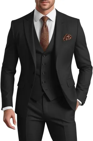 Mens 3 Piece Suit Men Suits Slim Fit Wedding Suits Man Two Button Blazer Single Breasted Vest Pants Groom Prom