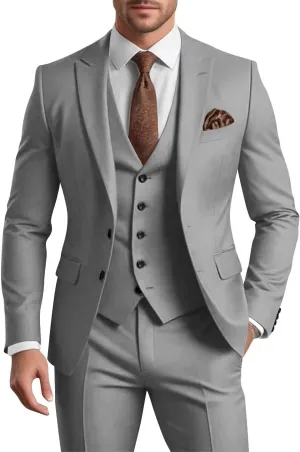Mens 3 Piece Suit Men Suits Slim Fit Wedding Suits Man Two Button Blazer Single Breasted Vest Pants Groom Prom