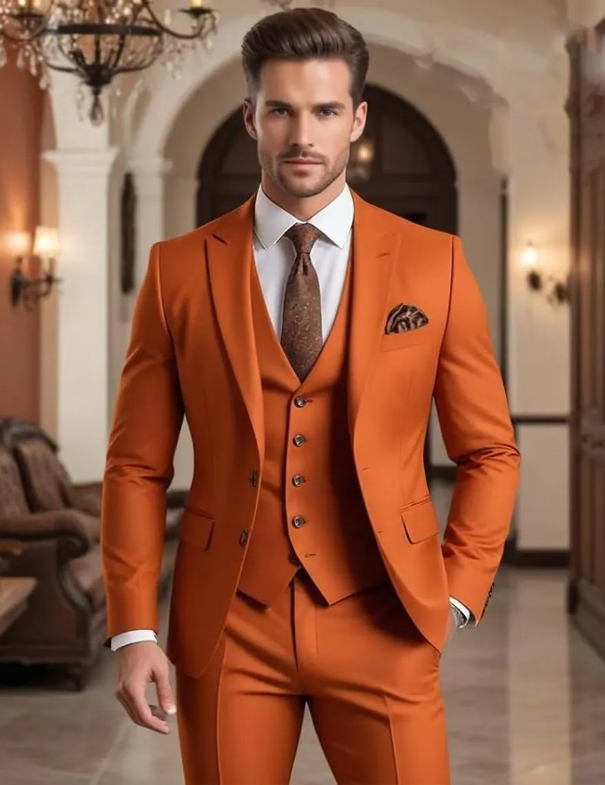 Mens 3 Piece Suit Men Suits Slim Fit Wedding Suits Man Two Button Blazer Single Breasted Vest Pants Groom Prom