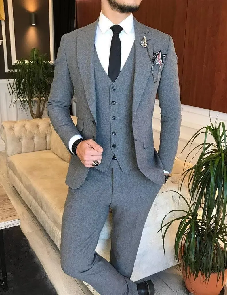 Mens 3 Piece Suit Men Suits Slim Fit Wedding Suits Man Two Button Blazer Single Breasted Vest Pants Groom Prom