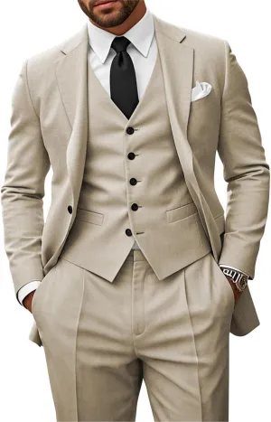 Men's 3 Piece Suits Slim Fit Suit Men One Button Blazer Vest Pants Wedding Prom Suits for Men