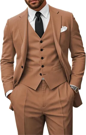 Men's 3 Piece Suits Slim Fit Suit Men One Button Blazer Vest Pants Wedding Prom Suits for Men