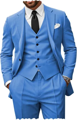 Men's 3 Piece Suits Slim Fit Suit Men One Button Blazer Vest Pants Wedding Prom Suits for Men