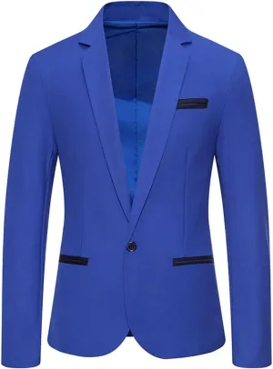 Mens Blazer Sports Coat Slim Fit One Button Solid Men's Casual Knit Suit Blazer Jackets for Business Wedding Party