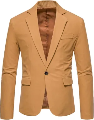 Mens Blazer Sports Coat Slim Fit One Button Solid Men's Casual Knit Suit Blazer Jackets for Business Wedding Party