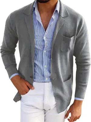Mens Blazers Slim Fit Business Casual Suit Jackets Lightweight One Button Notched Lapel Travel Suit Sport Coats Plus Size