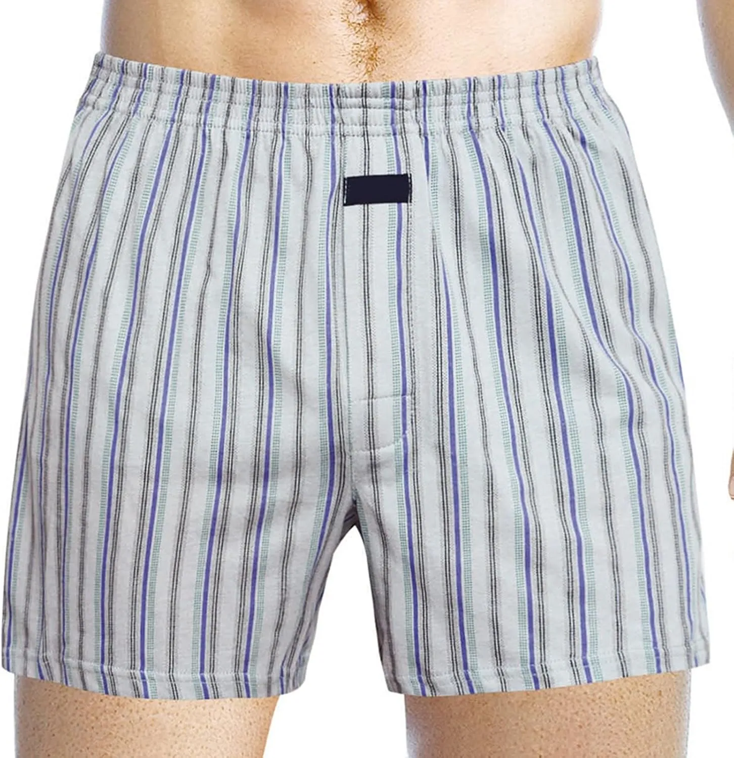Mens Boxer Briefs 100% Cotton Elastic Waist Soft Lounge Shorts Sleepwear Loose Comfy Plaid Underwear Briefs
