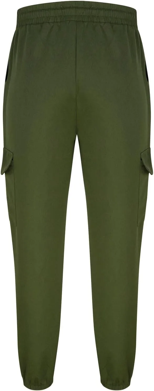 Men's Cargo Pants Drawstring Elastic Waist Jogger Multi Pockets Summer Hiking Stretch Stylish Baggy Athletic Trousers