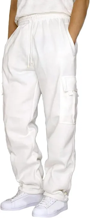 Men's Cargo Pants Sweatpants with Multi Pockets Plus Size Trousers Outdoor Running Pant Athletic Drawstring Joggers