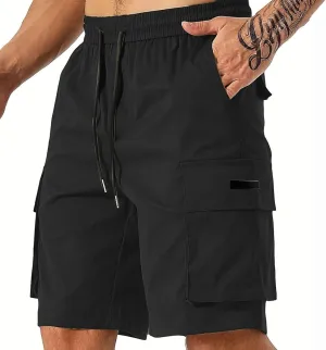 Mens Cargo Shorts Lightweight Stretch Hiking Short Gym Casual Shorts Elastic Waistband 6 Pockets