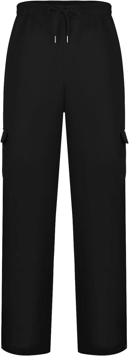 Mens Cargo Sweatpants Baggy Tactical Workout Trouser Athletic Straight Jogger Open Leg Big Tall Pants with Pockets