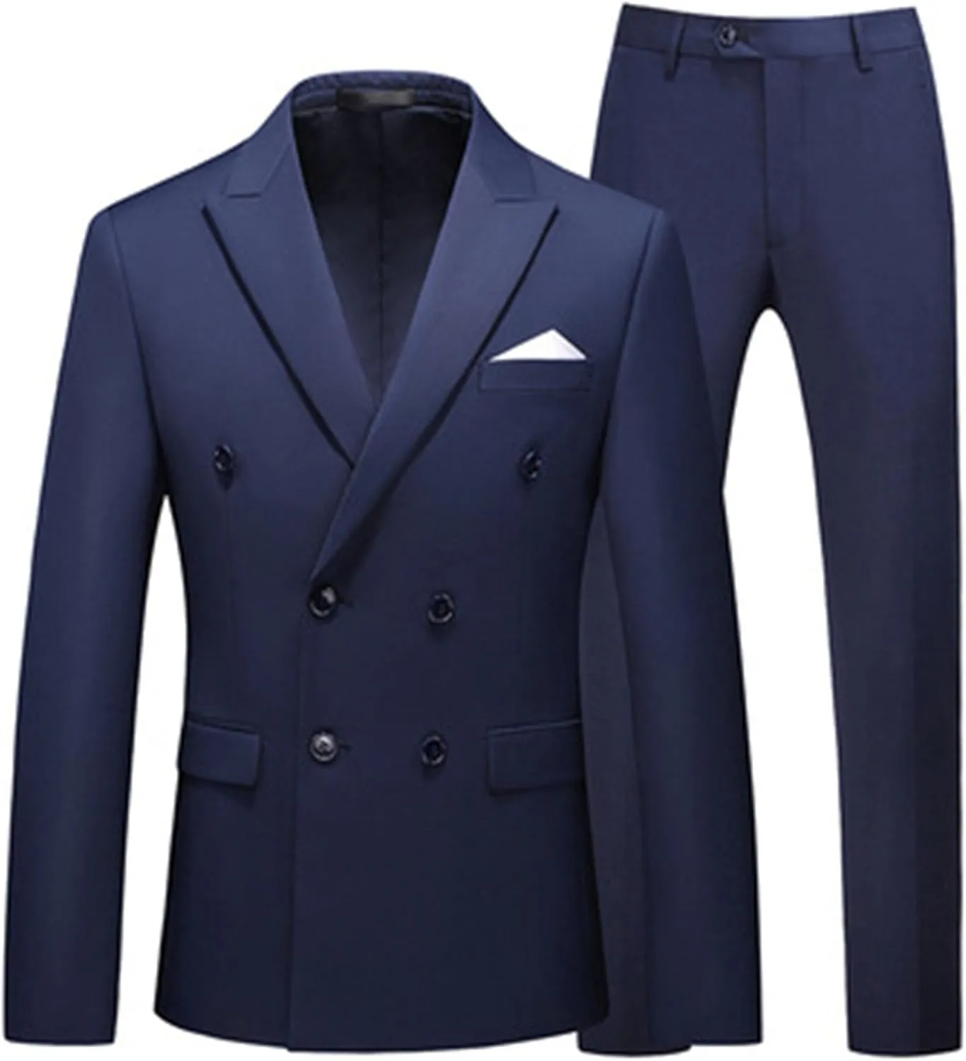 Men's Casual Business 2 Piece Suit Sets Slim Fit Double Breasted Blazer Jacket Pants Set Wedding Prom Tuxedo Suits