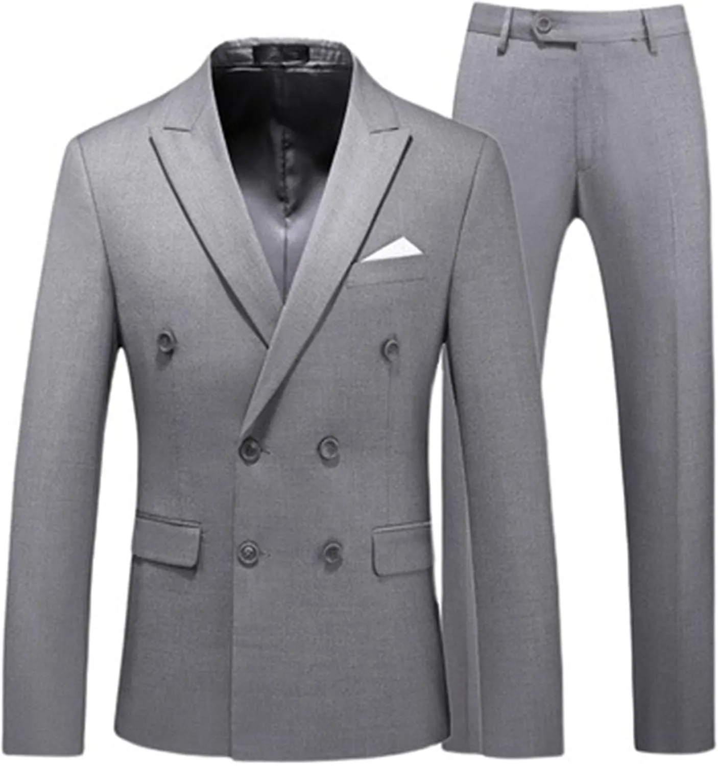 Men's Casual Business 2 Piece Suit Sets Slim Fit Double Breasted Blazer Jacket Pants Set Wedding Prom Tuxedo Suits