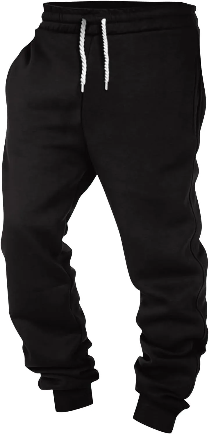 Mens Casual Drawstring Pants Joggers Sweatpants Active Athletic Workout Heavyweight Fleece Cargo Sweatpants Trousers