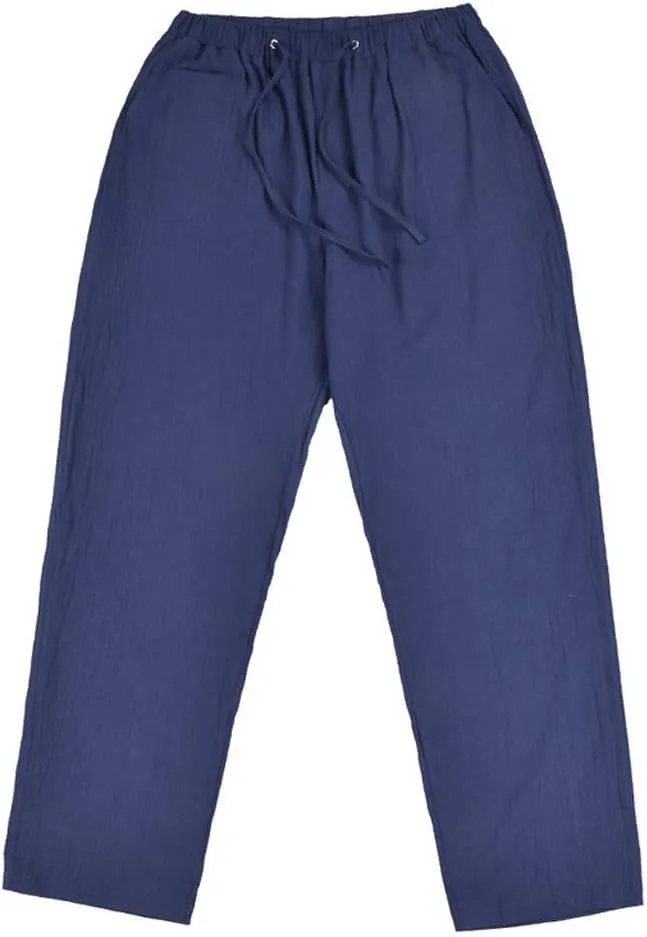Mens Casual Linen Pants Extra Tall Summer Elastic Waist Straight Leg Loose Fit Beach Trousers Big and Tall Slacks
