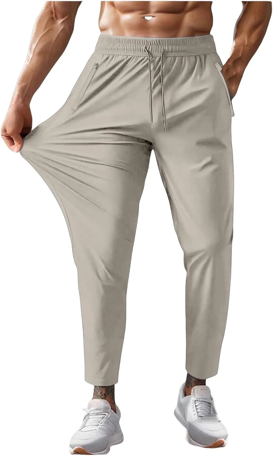Men's Casual Pants Beeswan Pants Lightweight Quick Dry Hiking Running Workout Jogging Sweatpants with Zipper Pockets