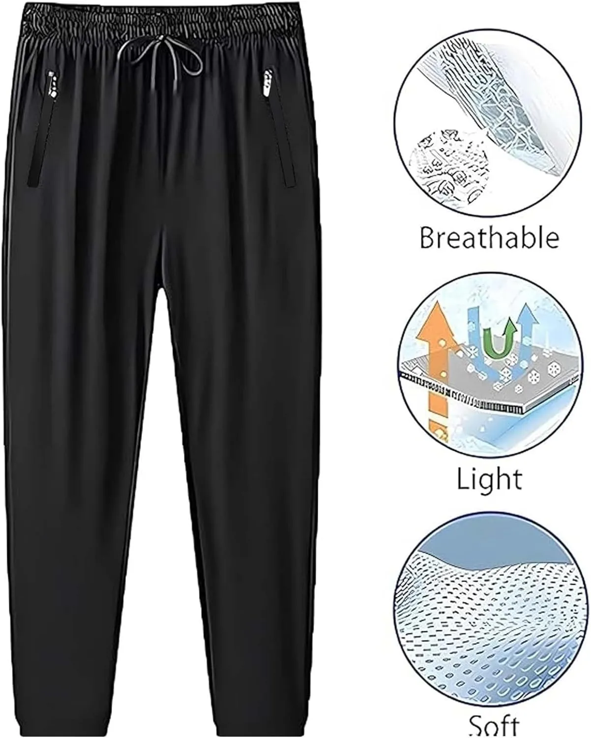 Men's Casual Pants Beeswan Pants Lightweight Quick Dry Hiking Running Workout Jogging Sweatpants with Zipper Pockets