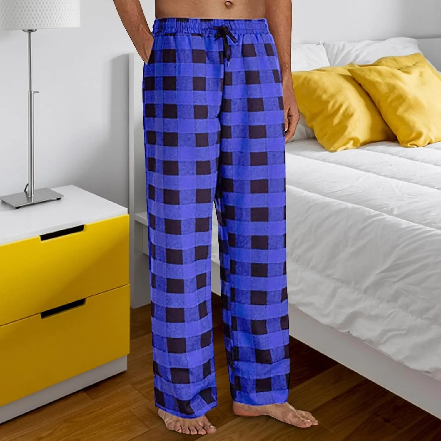Mens Christmas Pajama Pants Pants Pajama Pants with Drawstring and Pockets Pj Pants Red and Black Plaid Pajama Pants