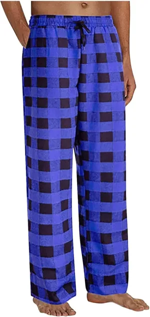 Mens Christmas Pajama Pants Pants Pajama Pants with Drawstring and Pockets Pj Pants Red and Black Plaid Pajama Pants