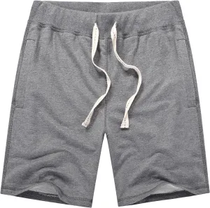 Men's Cotton Casual Shorts Drawstring Lounge Shorts Summer Beach Shorts Loose Fit SweatShorts with Elastic Waist