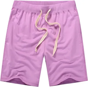 Men's Cotton Casual Shorts Drawstring Lounge Shorts Summer Beach Shorts Loose Fit SweatShorts with Elastic Waist