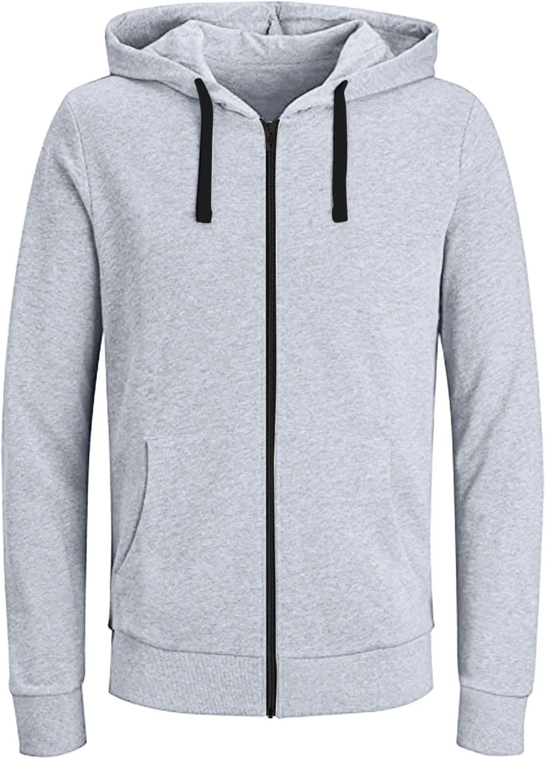 Men's Full Zip Fleece Hoodie Fashion Zippered Drawstring Hooded Slim Fit Hoodies Long Sleeve Lightweight Sweatshirt