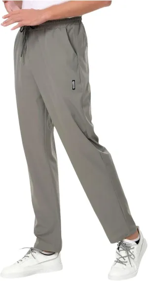 Mens Ice Silk Quick Drying High Spring Outdoor Sweatpants Drawstring Stretch Pants Glitter