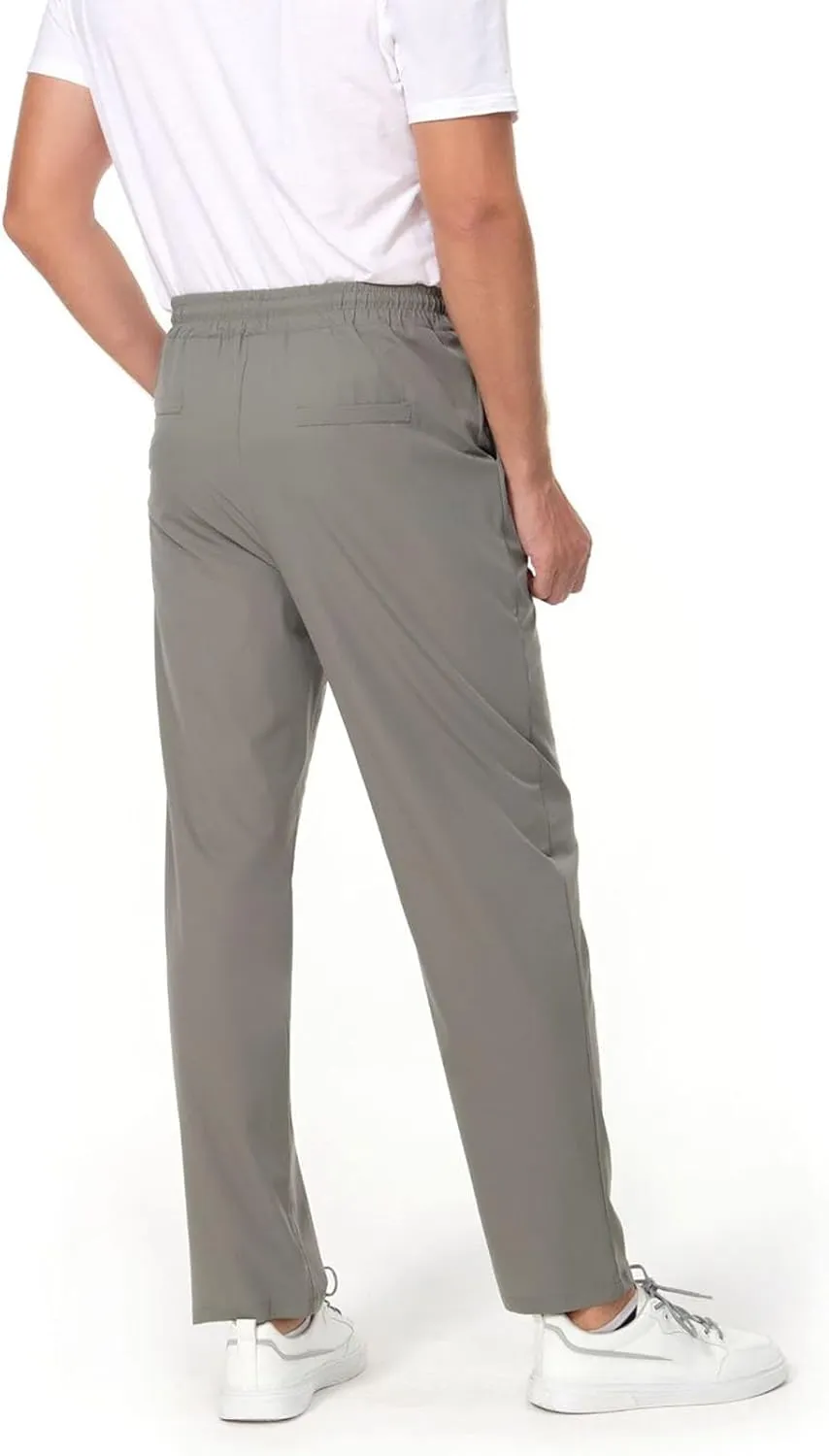 Mens Ice Silk Quick Drying High Spring Outdoor Sweatpants Drawstring Stretch Pants Glitter