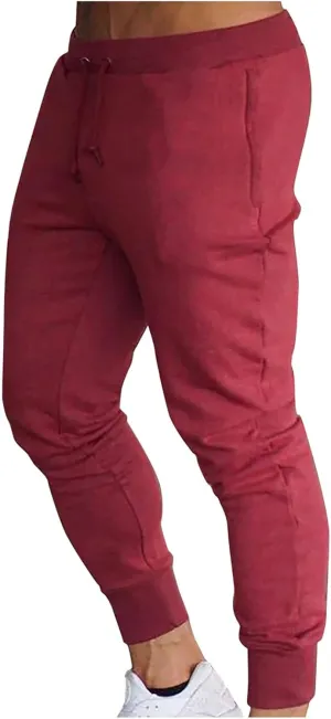Mens Joggers Workout Pants for Gym Slim Fit Running and Bodybuilding Athletic Bottom Sweatpants for Men with Deep Pockets