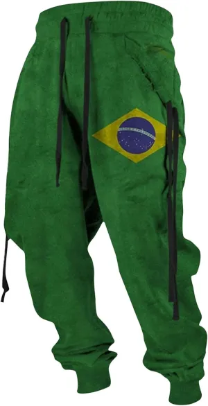 Mens Jogging Casual Baggy Pants Active Athletic Workout Drawstring Waist Heavyweight Joggers Sweatpants with Pockets