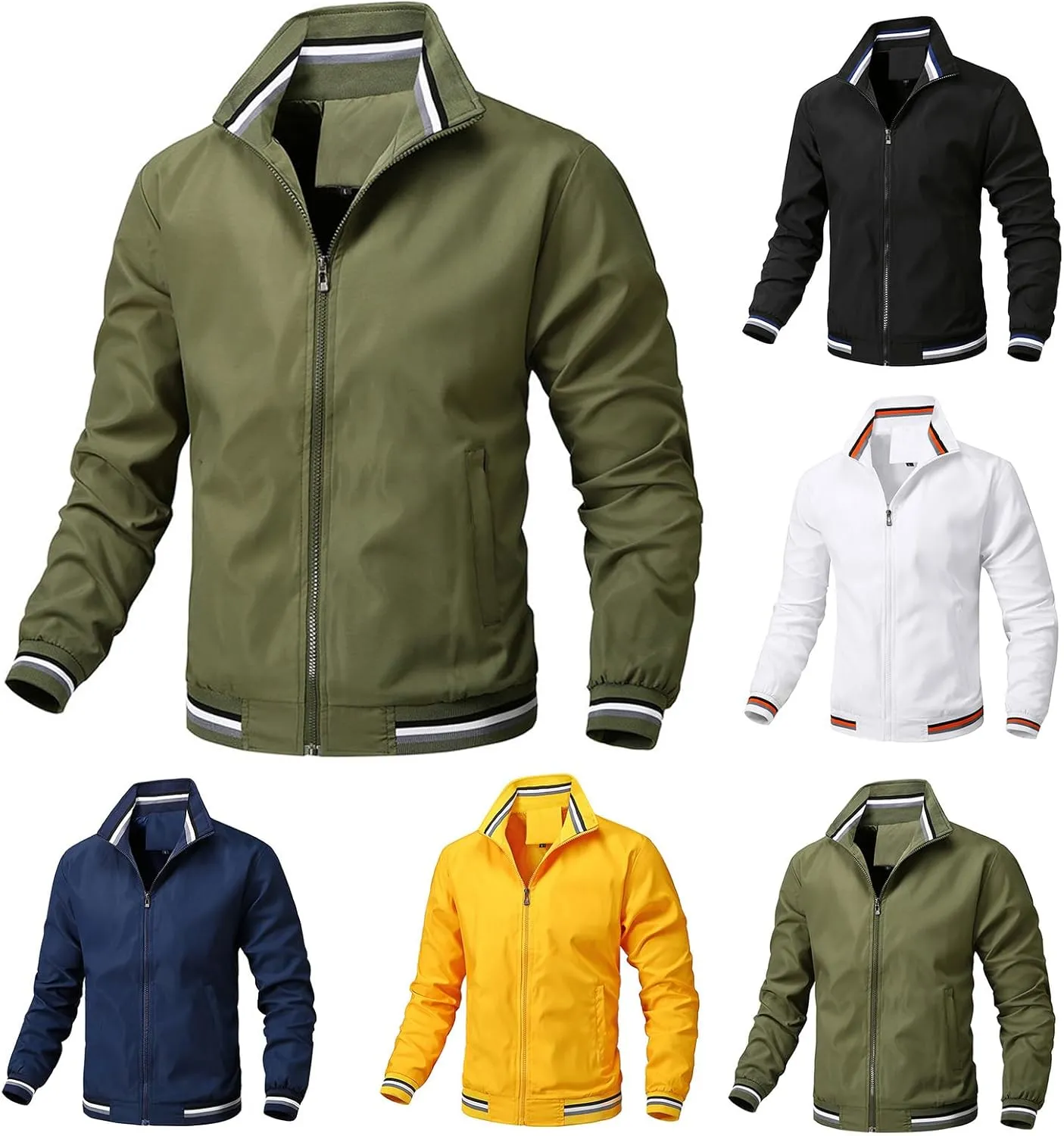 Men's Lightweight Jacket Light Track Jackets Casual Spring Fall Windbreaker Flight Bomber Zip Up Coat with Pockets