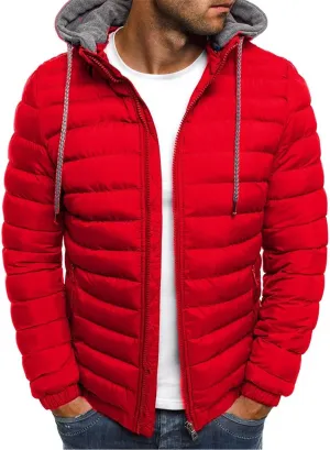 Men's Lightweight Puffer Jacket Hooded Full Zip Water-Resistant Quilted Lined Winter Coats for Outdoor Hiking Camping